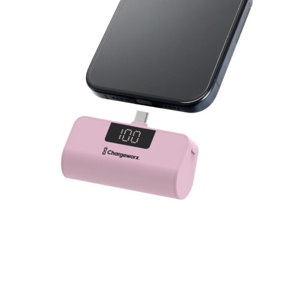 Chargeworx Mini Portable Power Bank with Built-in USB-C Connector, 5000mAh, Fast Charging