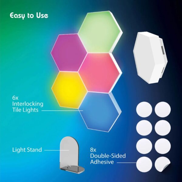 AuraLED HexGlow LED Lights, 6 Pc - Image 3