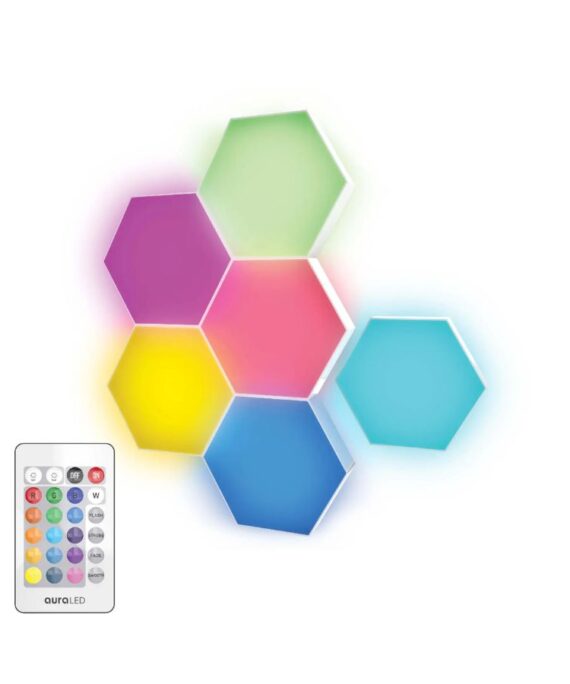 AuraLED HexGlow LED Lights, 6 Pc