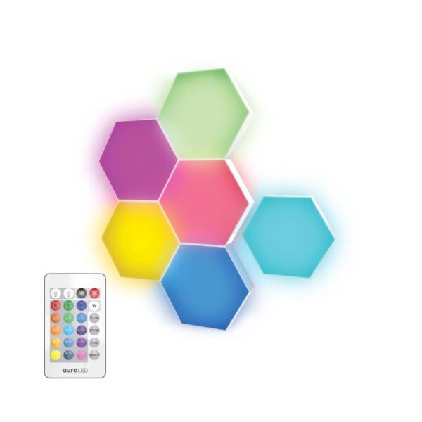 AuraLED HexGlow LED Lights, 6 Pc