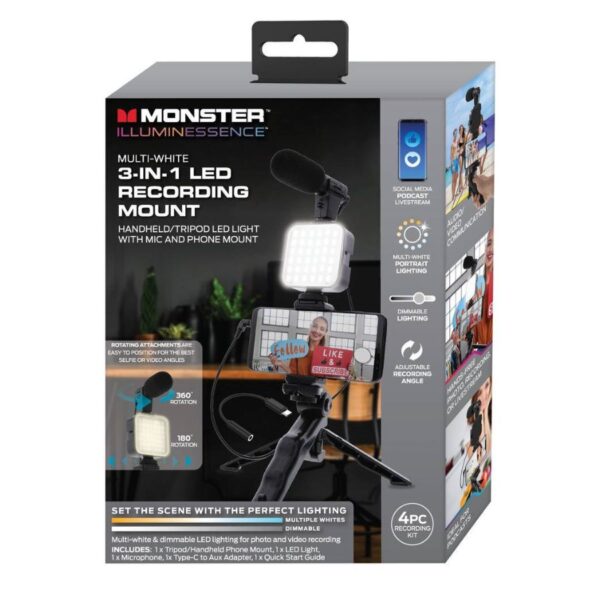 Monster 3-in-1 LED Light Recording Mount, Tripod