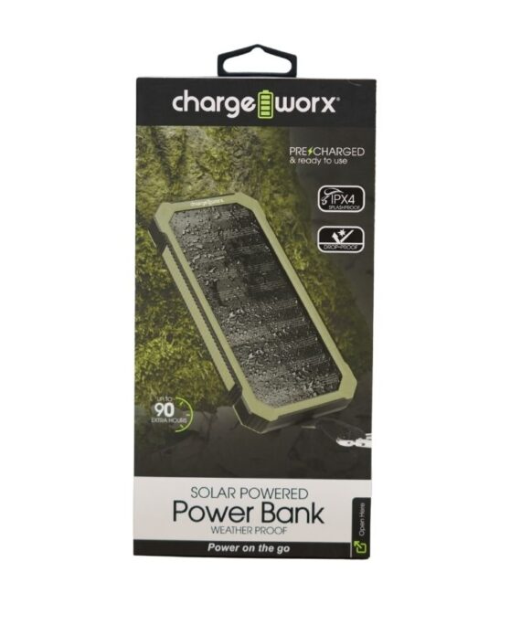 Chargeworx - 15,000mAh Solar Powered Waterproof Power Bank