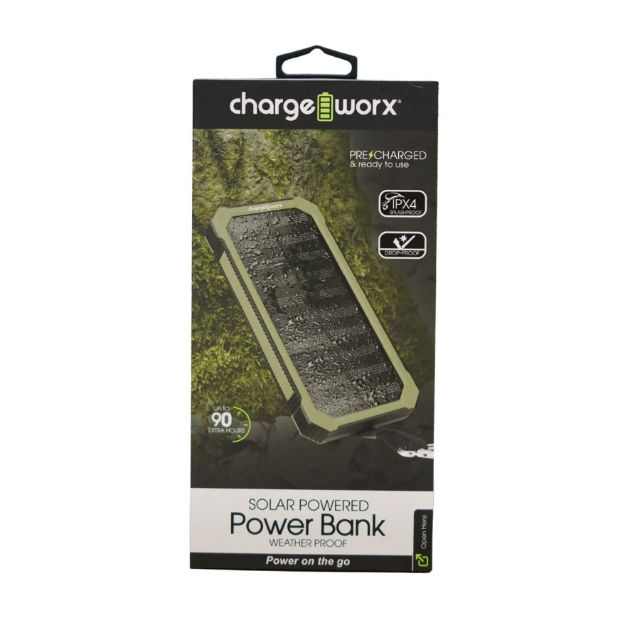 Chargeworx - 15,000mAh Solar Powered Waterproof Power Bank