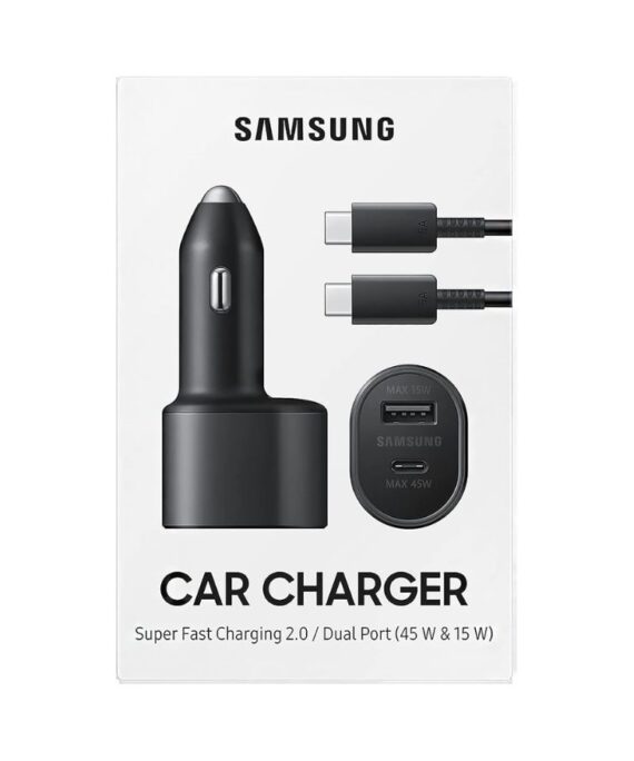 Samsung Super Fast Car Charger (45W+15W) Dual Ports USB-C & USB-A