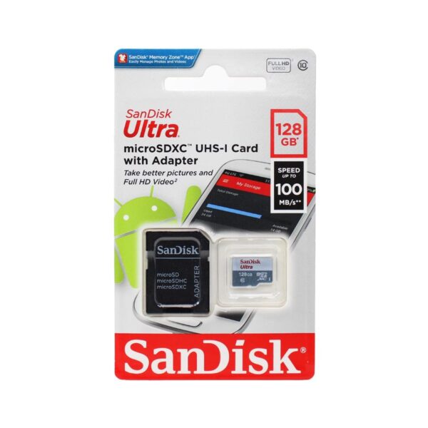 SanDisk ULTRA microSDXC Memory Card, 128GB with SD Card Adapter