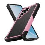 Hiya Shockproof Case for Samsung Galaxy - Dual-Layer Anti-Drop Protective Shell - Pink+Black
