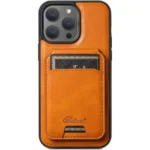 Vintage Leather Wallet Case, Detachable Card Holder with MagSafe - Khaki