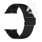 Nylon Band Compatible with Apple Watch Adjustable Braided Elastic Sport Loop - Black