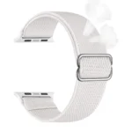 Nylon Band Compatible with Apple Watch Adjustable Braided Elastic Sport Loop - White