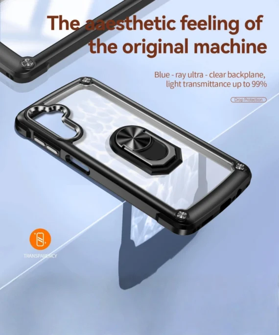 Transparent Back Phone Case with Ring Stand