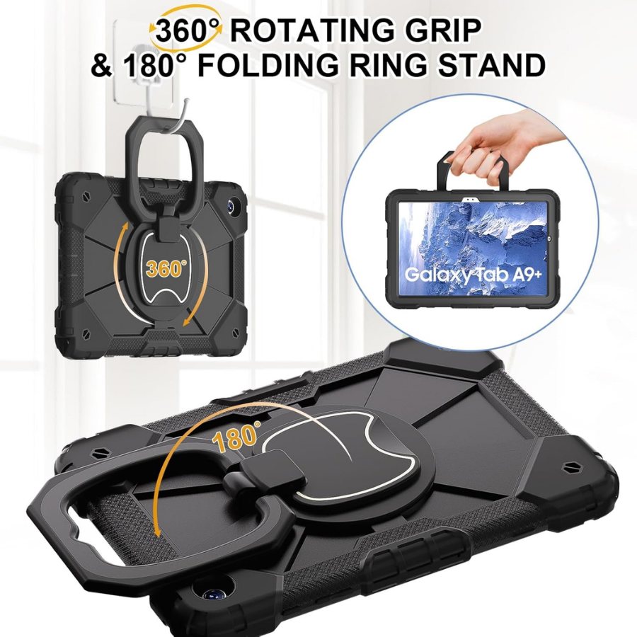 Heavy Duty Silicone Case, Kickstand & Shoulder Strap for Samsung Tablets - Image 2