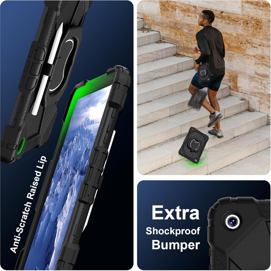 Heavy Duty Silicone Case, Kickstand & Shoulder Strap for Samsung Tablets - Image 3