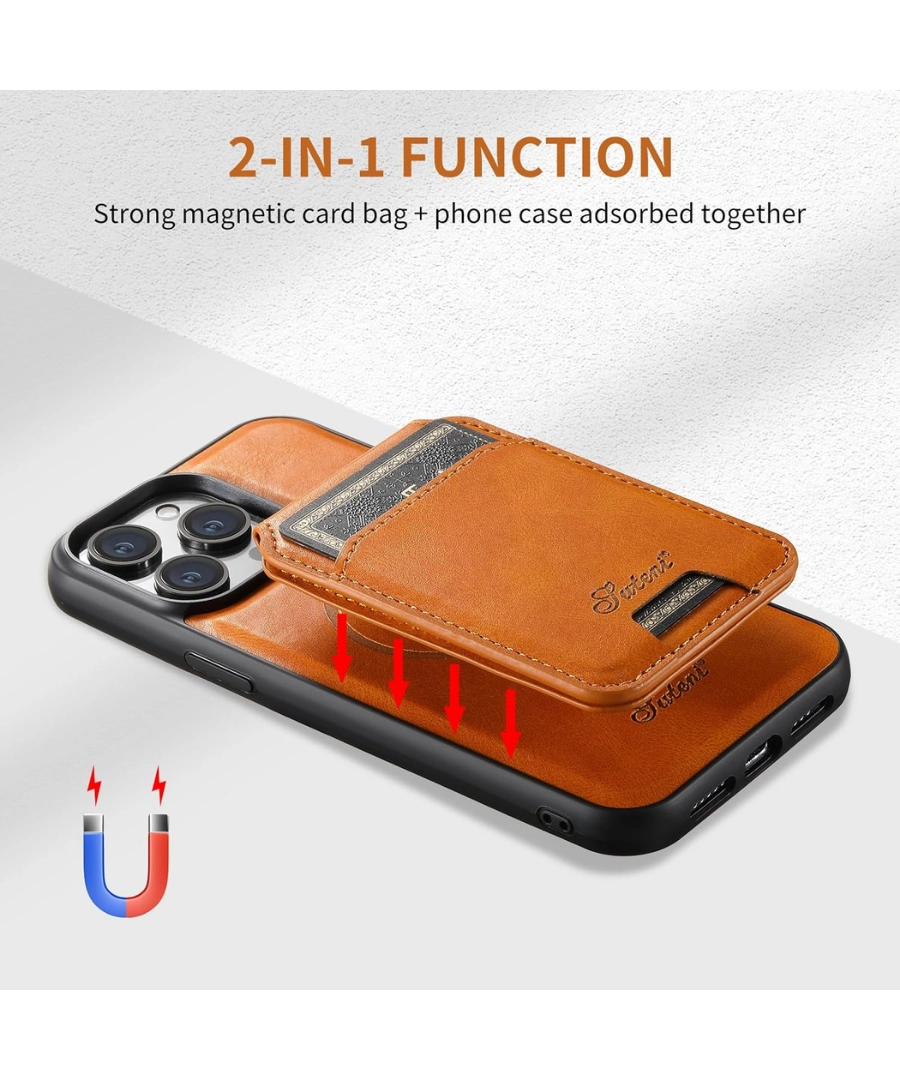 Vintage Leather Wallet Case, Detachable Card Holder with MagSafe - Image 5