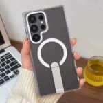 Frosted Magnetic Case with Foldable Stand TPU - Clear