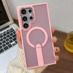 Frosted Magnetic Case with Foldable Stand TPU - Light Pink
