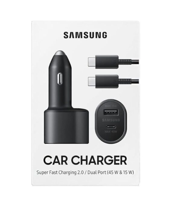 Samsung Super Fast Car Charger (45W+15W) Dual Ports USB-C & USB-A