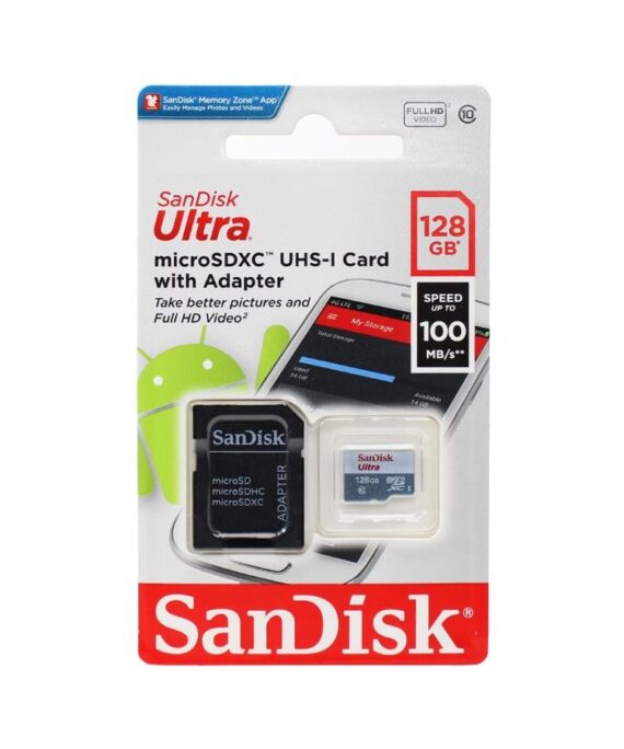 SanDisk ULTRA microSDXC Memory Card, 128GB with SD Card Adapter