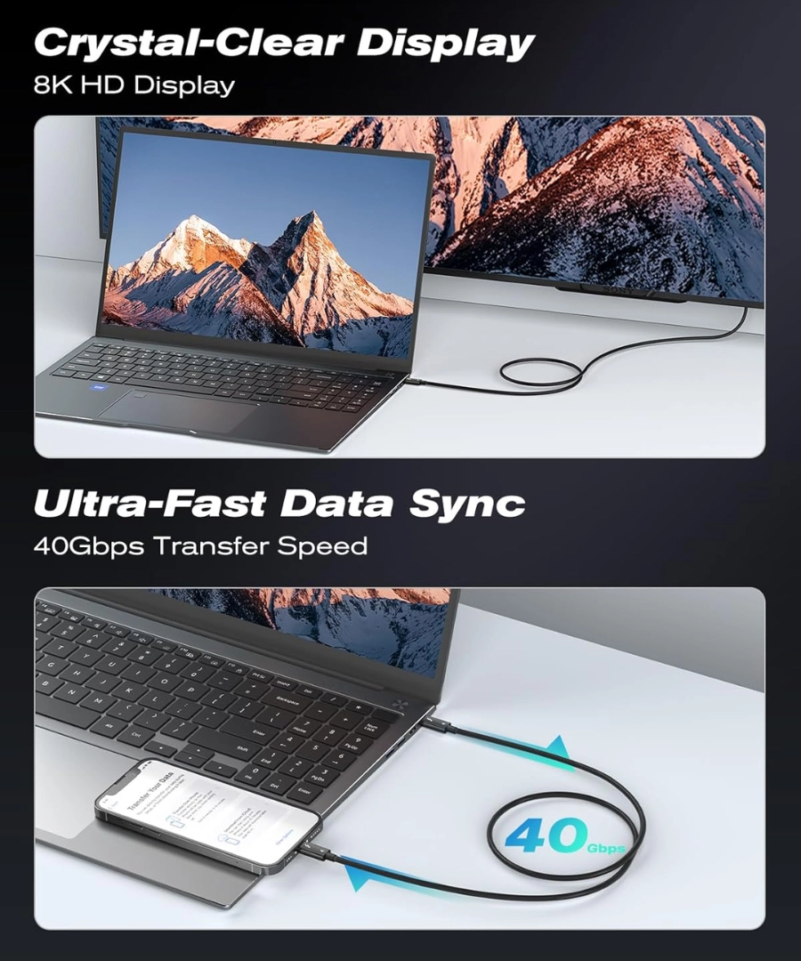 Thunderbolt 4 Certified USB C to USB C Cable - 100w - Image 2