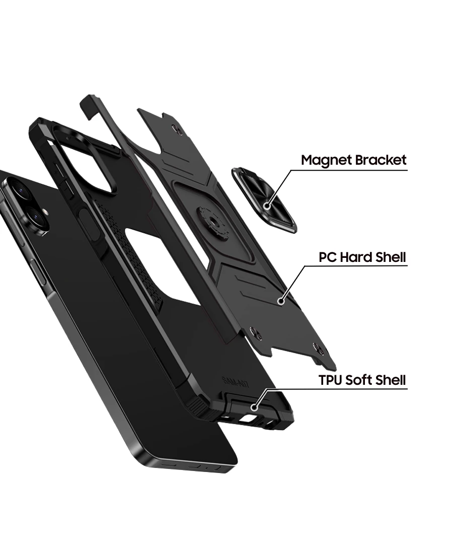 Armour Case with Ring Stand for Samsung - Black - Image 2