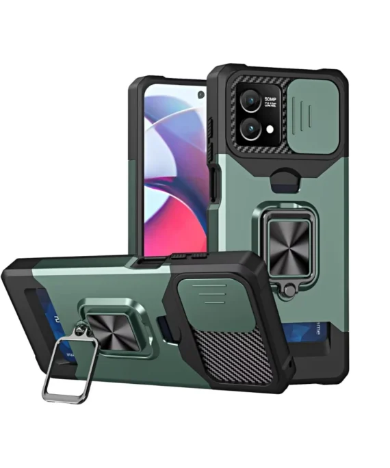 Military Case with Card Holder Magnetic Kickstand Ring