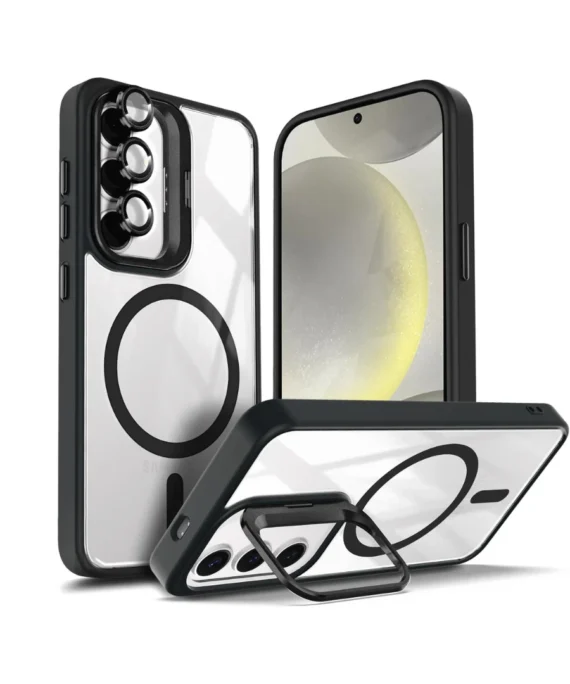 Magnetic Case for S24 with Camera Lens Protector - Black